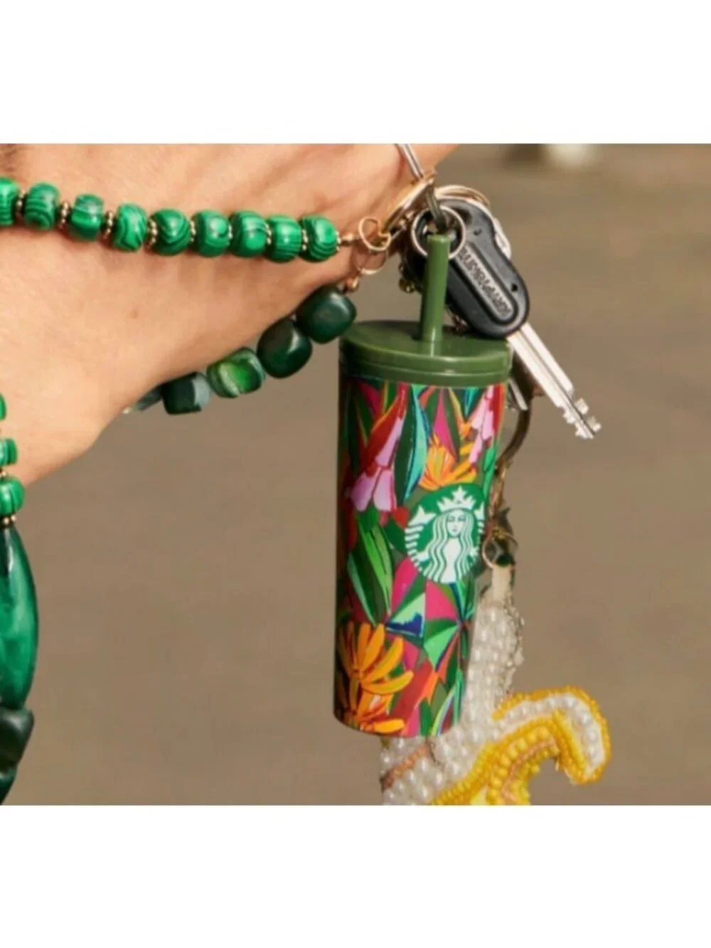 NEW Farm Rio x Starbucks Tropical Leaf Cold Cup Keychain Charm
